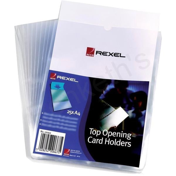 Rexel Card Holder Top Opening Wipe-Clean A4 12092 (PK25) - UK BUSINESS SUPPLIES