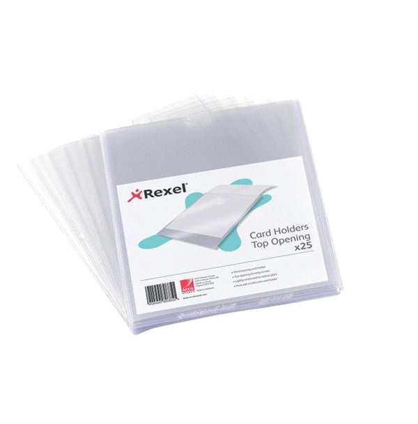 Rexel Nyrex Card Holder Polypropylene 152x102mm Top Opening Clear (Pack 25) 12030 - UK BUSINESS SUPPLIES
