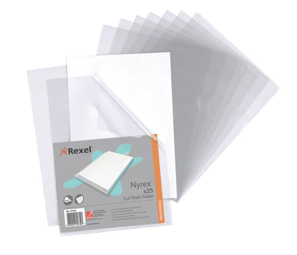 Rexel Nyrex Cut Flush Folder Polypropylene A4 110 Micron Clear (Pack 25) 12153 - UK BUSINESS SUPPLIES
