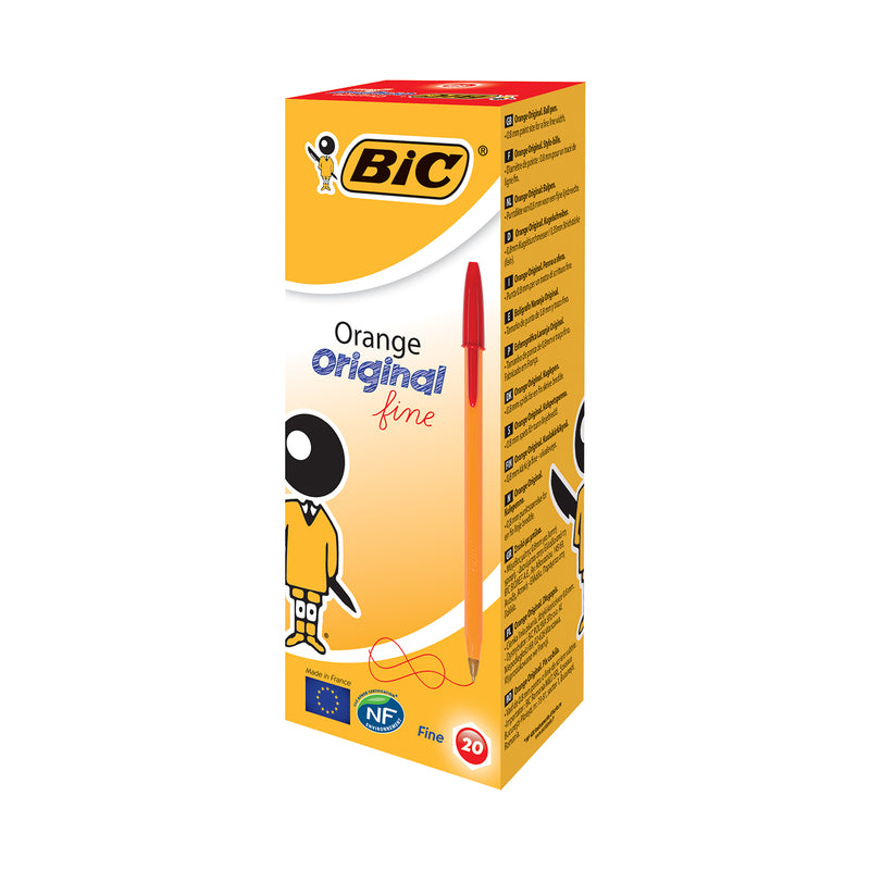 BIC Orange Fine Red Pens (Pack of 20) - UK BUSINESS SUPPLIES