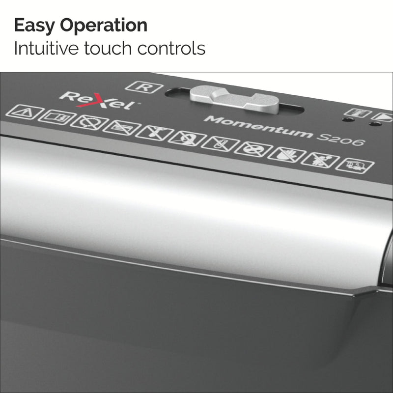 Rexel Momentum S206 Strip Cut Shredder 9 Litre 6 Sheet Black 2104568 - UK BUSINESS SUPPLIES