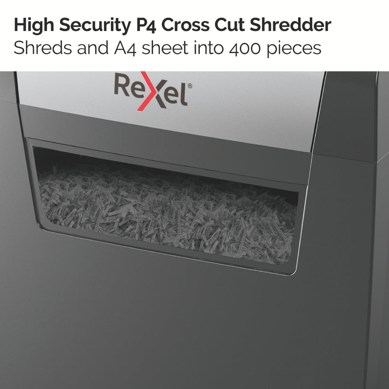 Rexel Momentum X406 Cross Cut Shredder 15 Litre 6 Sheet Black 2104569 - UK BUSINESS SUPPLIES