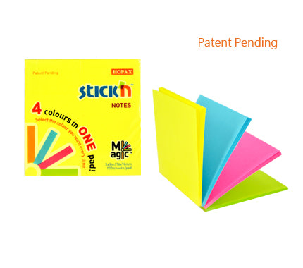 Stickn Magic Sticky Notes 76x76mm 100 Sheets Neon Colours (Pack 12) 21571 - UK BUSINESS SUPPLIES