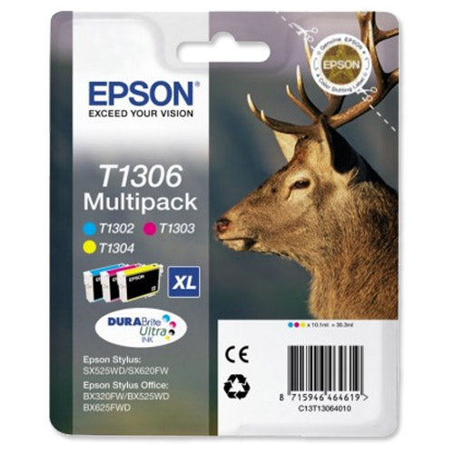 Epson Cyan/Magenta/Yellow Inkjet Cartridge (T1306) Pack 3's - UK BUSINESS SUPPLIES