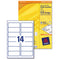 Avery White Multifunctional Labels 14 per Sheet 105x42.3mm White Ref 3653 [1400 Labels] - UK BUSINESS SUPPLIES