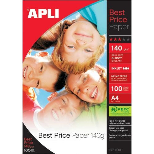 Apli Photo Paper A4 140gsm Glossy White (Pack 100) 50779PL - UK BUSINESS SUPPLIES
