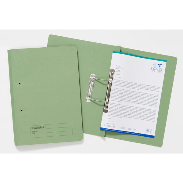 Guildhall Spring Transfer File Manilla Foolscap 285gsm Green (Pack 25) - 346-GRNZ - UK BUSINESS SUPPLIES