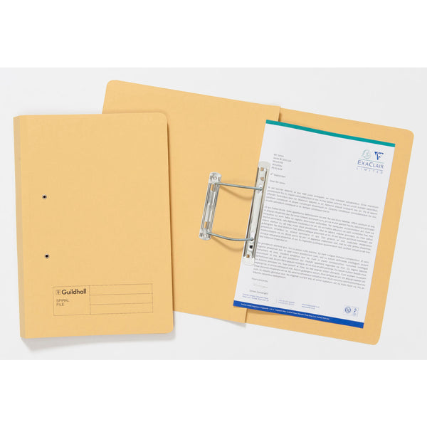 Guildhall Spring Transfer File Manilla Foolscap 285gsm Yellow (Pack 25) - 346-YLWZ - UK BUSINESS SUPPLIES
