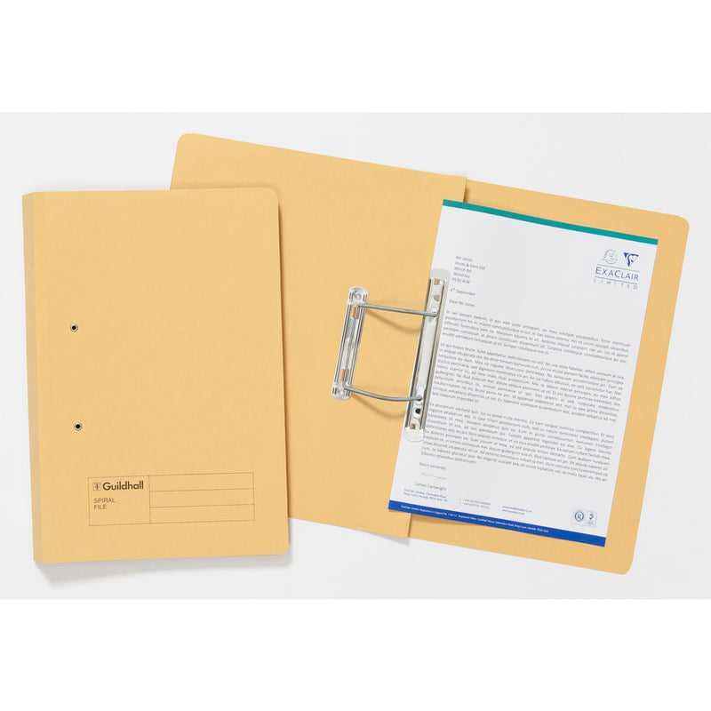 Guildhall Spring Transfer File Manilla Foolscap 285gsm Yellow (Pack 25) - 346-YLWZ - UK BUSINESS SUPPLIES