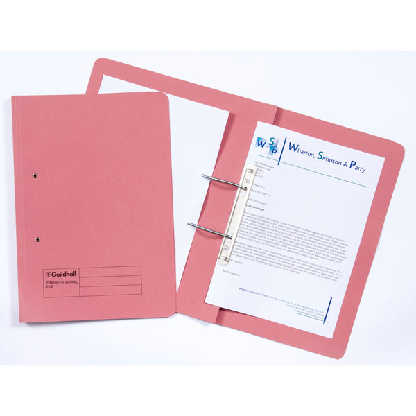 Guildhall Spring Transfer File Manilla Foolscap 315gsm Pink (Pack 50) - 348-PNKZ - UK BUSINESS SUPPLIES