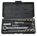 40 Piece socket set 36109 with reversible 1/4 or 3/8inch ratchet drive handle - UK BUSINESS SUPPLIES