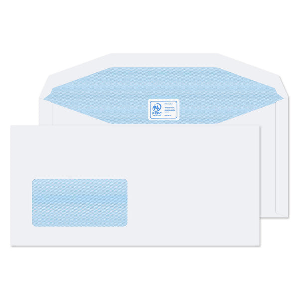 Blake Purely Everyday Mailer Envelope DL+ 114x235mm Gummed Window 90gsm White (Pack 1000) - 3904 - UK BUSINESS SUPPLIES