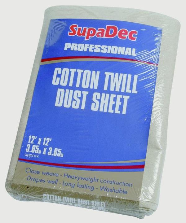 SupaDec Large Reusable Cotton Twill Dust Sheet 12' x 12' (3.6m x 3.6m) - UK BUSINESS SUPPLIES