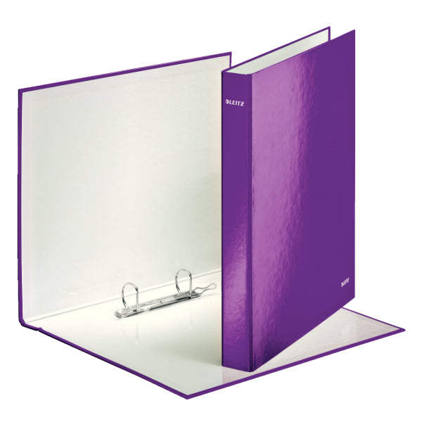 Leitz WOW Ring Binder Laminated Paper on Board 2 D-Ring A4 25mm Rings Purple (Pack 10) 42410062 - UK BUSINESS SUPPLIES