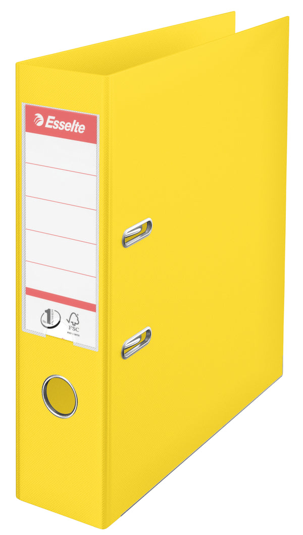 Esselte No.1 VIVIDA Lever Arch File Polypropylene A4 75mm Spine Width Yellow (Pack 10) 624070 - UK BUSINESS SUPPLIES