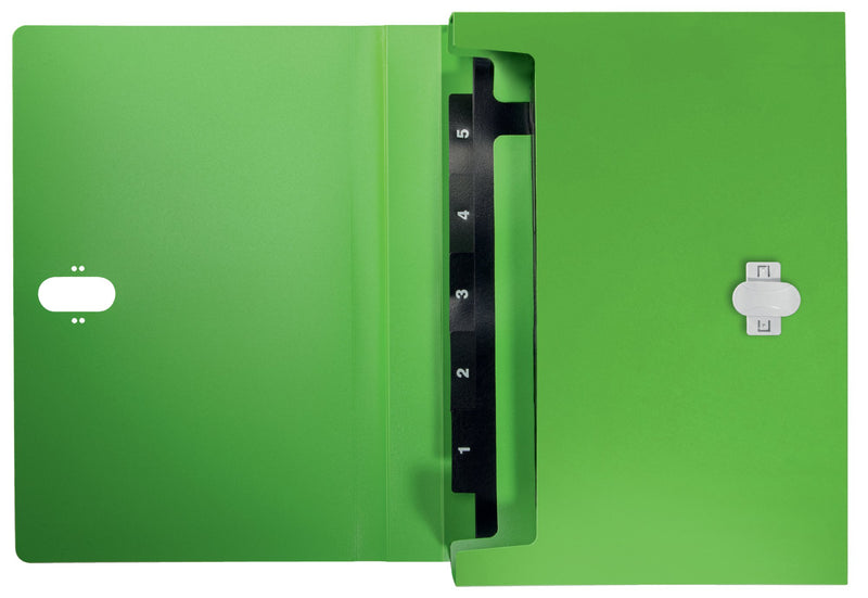 Leitz Recycle Polypropylene Expanding Concertina 5 Part File Green 46240055 - UK BUSINESS SUPPLIES
