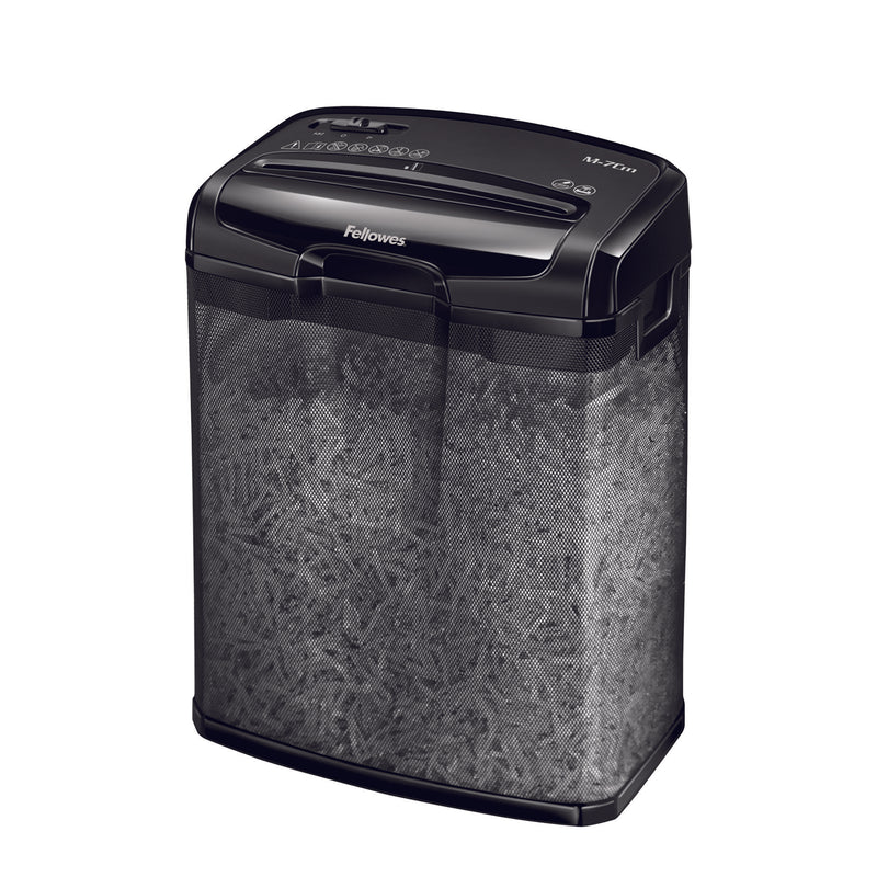 Fellowes M-7Cm Cross Cut Shredder 13 Litre 7 Sheet Black 4701901 - UK BUSINESS SUPPLIES