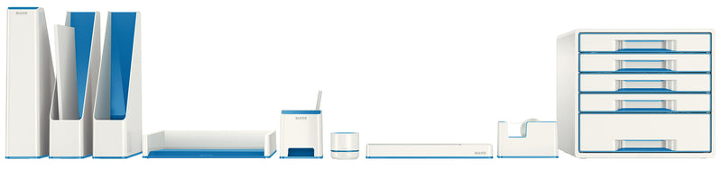 Leitz WOW Dual Colour Letter Tray A4/Foolscap Portrait White/Blue 53611036 - UK BUSINESS SUPPLIES