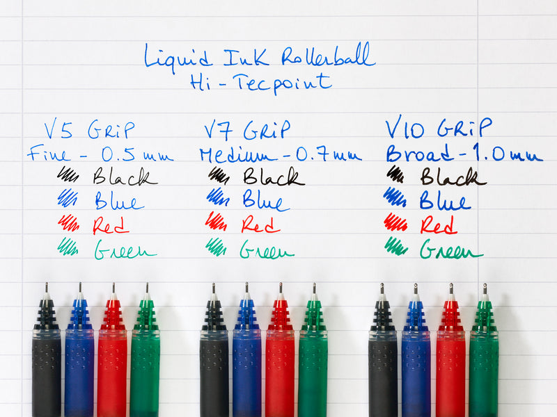 Pilot V5 Grip Hi-Tecpoint Liquid Ink Rollerball Pen 0.5mm Tip 0.3mm Line Blue (Pack 12) - 4902505279713 - UK BUSINESS SUPPLIES