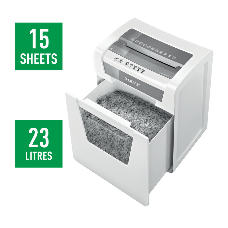 Leitz IQ Office Cross Cut Shredder 23 Litre 17 Sheet White DS 80031000 - UK BUSINESS SUPPLIES
