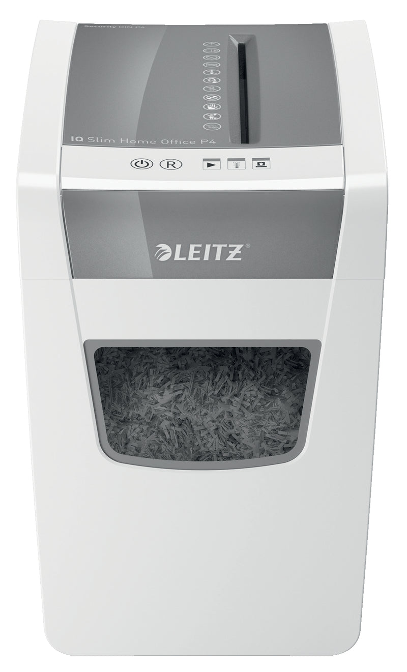 Leitz IQ Slim Home Office Cross Cut Shredder 23 Litre 10 Sheet White 80011000 - UK BUSINESS SUPPLIES
