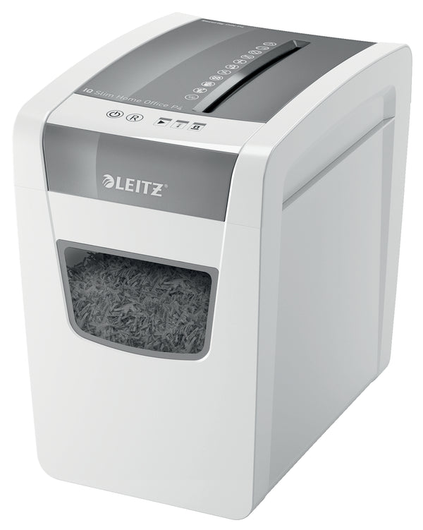 Leitz IQ Slim Home Office Cross Cut Shredder 23 Litre 10 Sheet White 80011000 - UK BUSINESS SUPPLIES