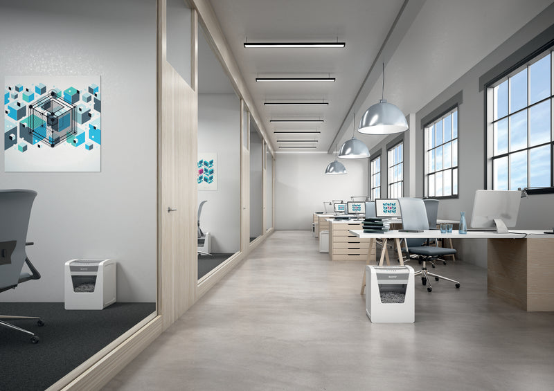 Leitz IQ Office Micro Cut Paper Shredder Security P5 23L White 80021000 - UK BUSINESS SUPPLIES