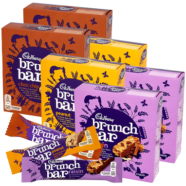 Cadbury Brunch  6 x Boxes {36 Bars} Peanut,Raisin & Choc Chip - UK BUSINESS SUPPLIES