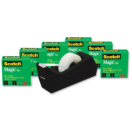 Scotch Magic Tape 810 19mm x 33m (Pack of 12) with Free Dispenser SM12 - UK BUSINESS SUPPLIES