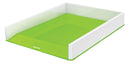 Leitz WOW Dual Colour Letter Tray A4/Foolscap Portrait White/Green 53611054 - UK BUSINESS SUPPLIES