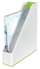 Leitz WOW Dual Colour Magazine File A4 White/Green 53621054 - UK BUSINESS SUPPLIES