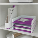 Leitz WOW Letter Tray Dual Colour White/Purple 53611062 - UK BUSINESS SUPPLIES