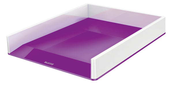 Leitz WOW Letter Tray Dual Colour White/Purple 53611062 - UK BUSINESS SUPPLIES