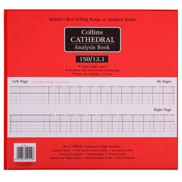 Collins Cathedral Analysis Book 12 Cash Columns 96 Pages 150/12.1 - UK BUSINESS SUPPLIES