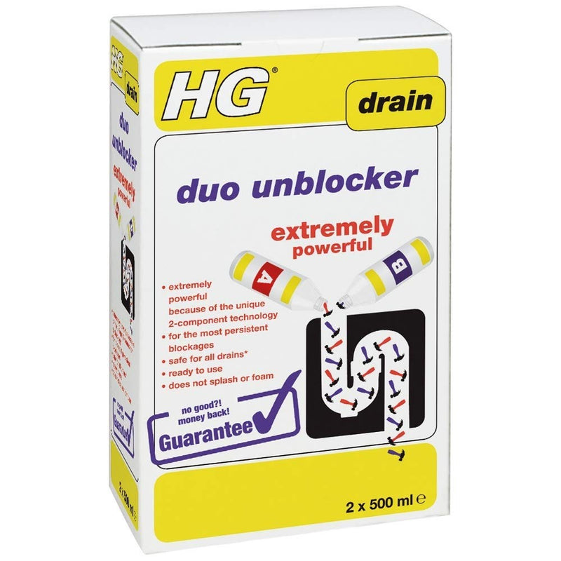 HG Drain Duo Extremely Powerful Unblocker 2x500ml - UK BUSINESS SUPPLIES