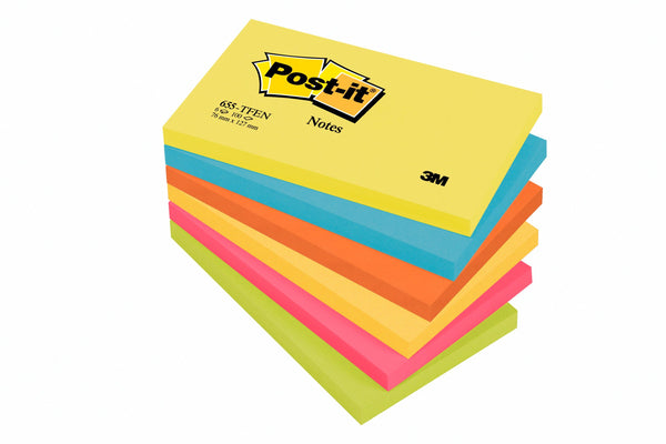 Post-it Notes 76x127mm 100 Sheets Energetic Colours (Pack 6) 655TF - 7100172314 - UK BUSINESS SUPPLIES