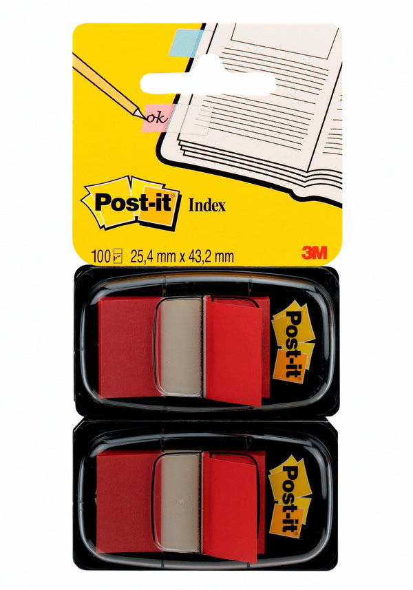 Post-it Index Medium Flags 25mm Red Dual Pack 50 Tabs Per Pack (Pack 100 Tabs) 7000047687 - UK BUSINESS SUPPLIES