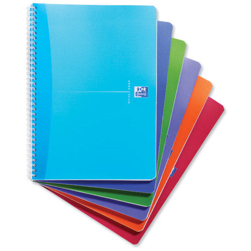 Oxford Office Notebook Twin Wirebound Plastic Ruled 180pp 90gsm A4 Bright Assorted Pack 5 Code N002932 - UK BUSINESS SUPPLIES