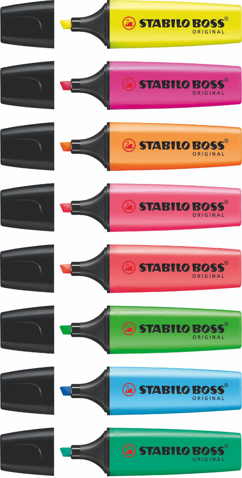 STABILO BOSS ORIGINAL Highlighter Chisel Tip 2-5mm Line Assorted Colours (Wallet 8) - 70/8 - UK BUSINESS SUPPLIES