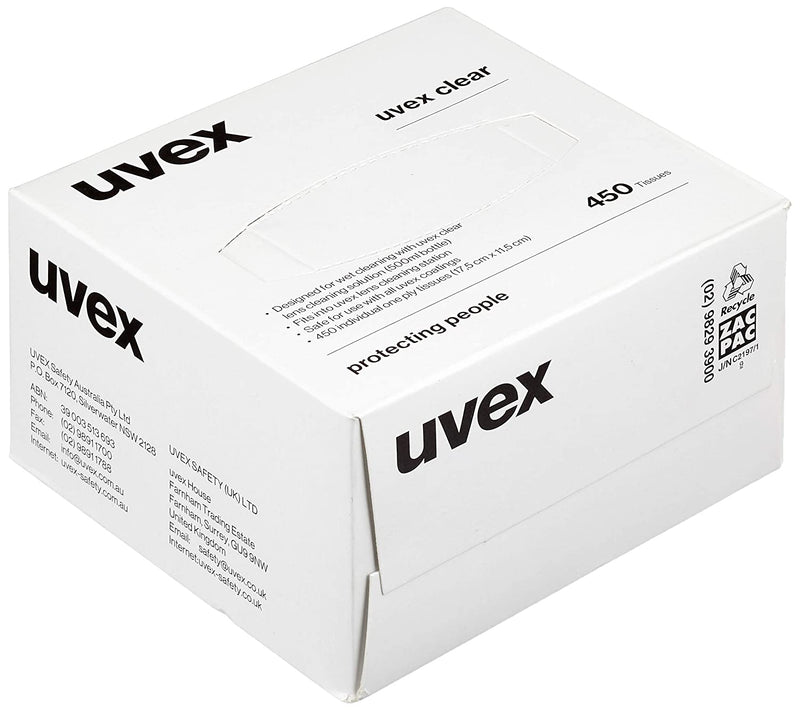 Uvex Formulated Cleaning Tissues/Wipes  Box x 450 - UK BUSINESS SUPPLIES