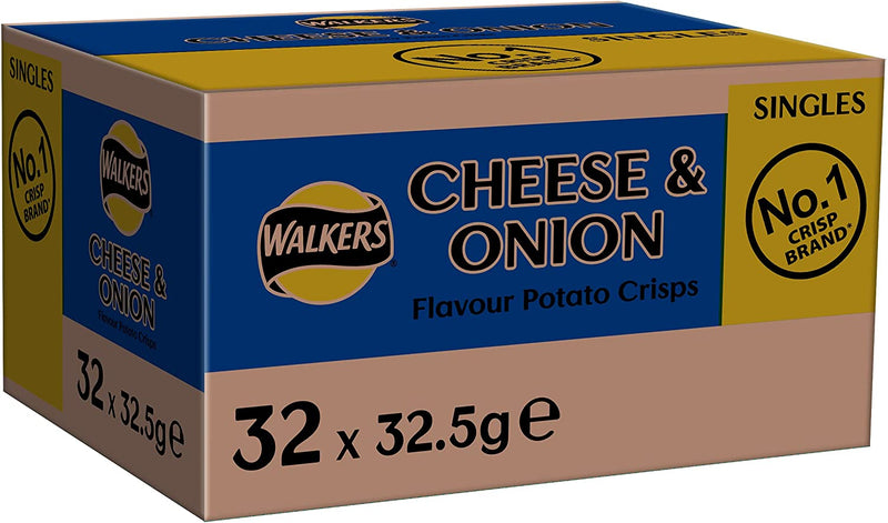 Walkers Cheese and Onion Crisps 32.5g (Pack of 32) - UK BUSINESS SUPPLIES