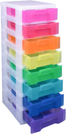Really Useful Boxes 8 x 7 Litre Clear Tower Rainbow Drawers - UK BUSINESS SUPPLIES