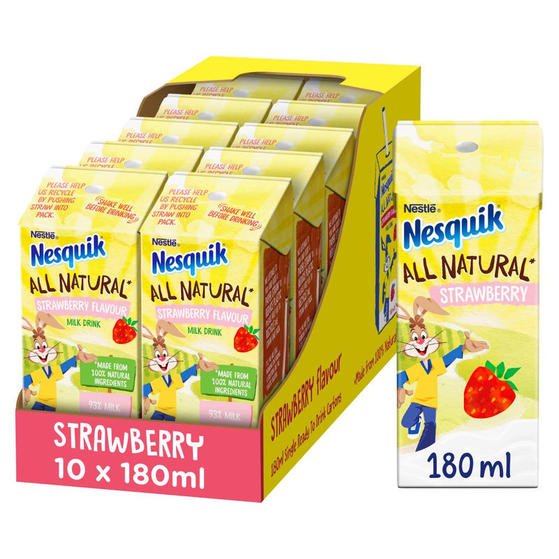 Nesquik Strawberry Milkshake Carton 10x180ml - UK BUSINESS SUPPLIES