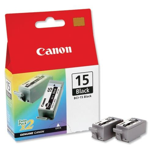 Canon BCI-15BK Black Inkjet Cartridges (Pack of 2) 8190A002 - UK BUSINESS SUPPLIES