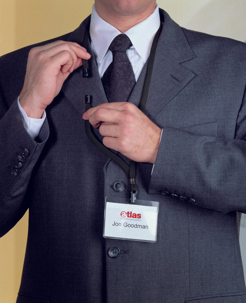 Durable Textile Lanyard with Safety Release for Name Badges 440mm Black (Pack 10) 811901 - UK BUSINESS SUPPLIES