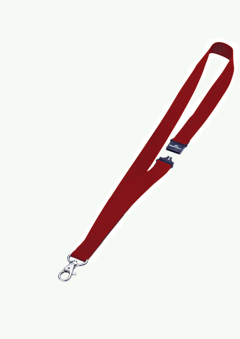 Durable Textile Lanyard with Safety Release for Name Badges 440mm Red (Pack 10) 813703 - UK BUSINESS SUPPLIES