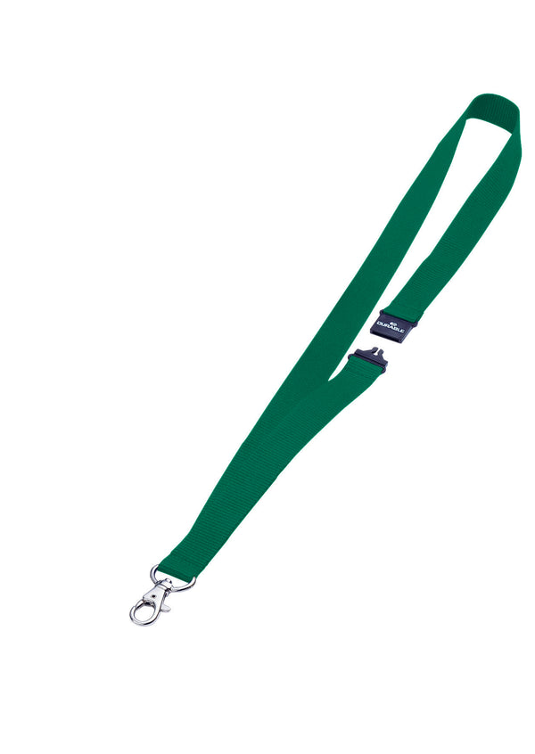 Durable Textile Lanyard with Safety Release for Name Badges 440mm Green (Pack 10) 813705 - UK BUSINESS SUPPLIES