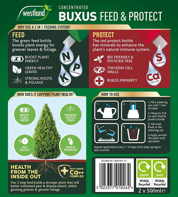 Westland Buxus Feed & Protect Concentrates 2 in 1 (2 x 500 ml) - UK BUSINESS SUPPLIES