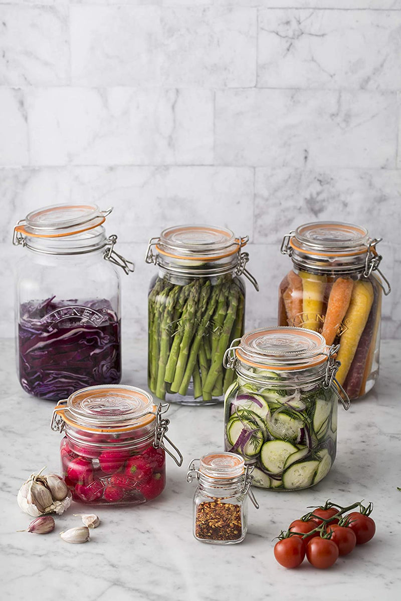 Kilner 1 Litre Square Glass Clip Top Preservation Storage Jar - UK BUSINESS SUPPLIES