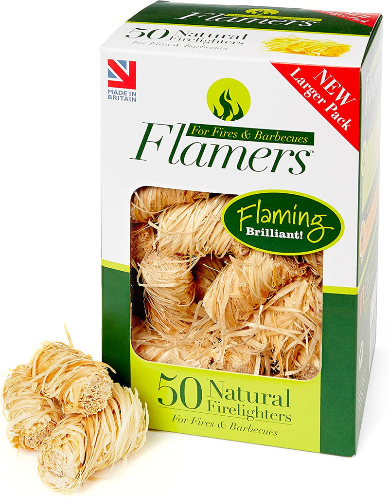 Flamers 50's Natural Stove-Barbecue BBQ or Firelighters New Larger 50-500Pack - UK BUSINESS SUPPLIES